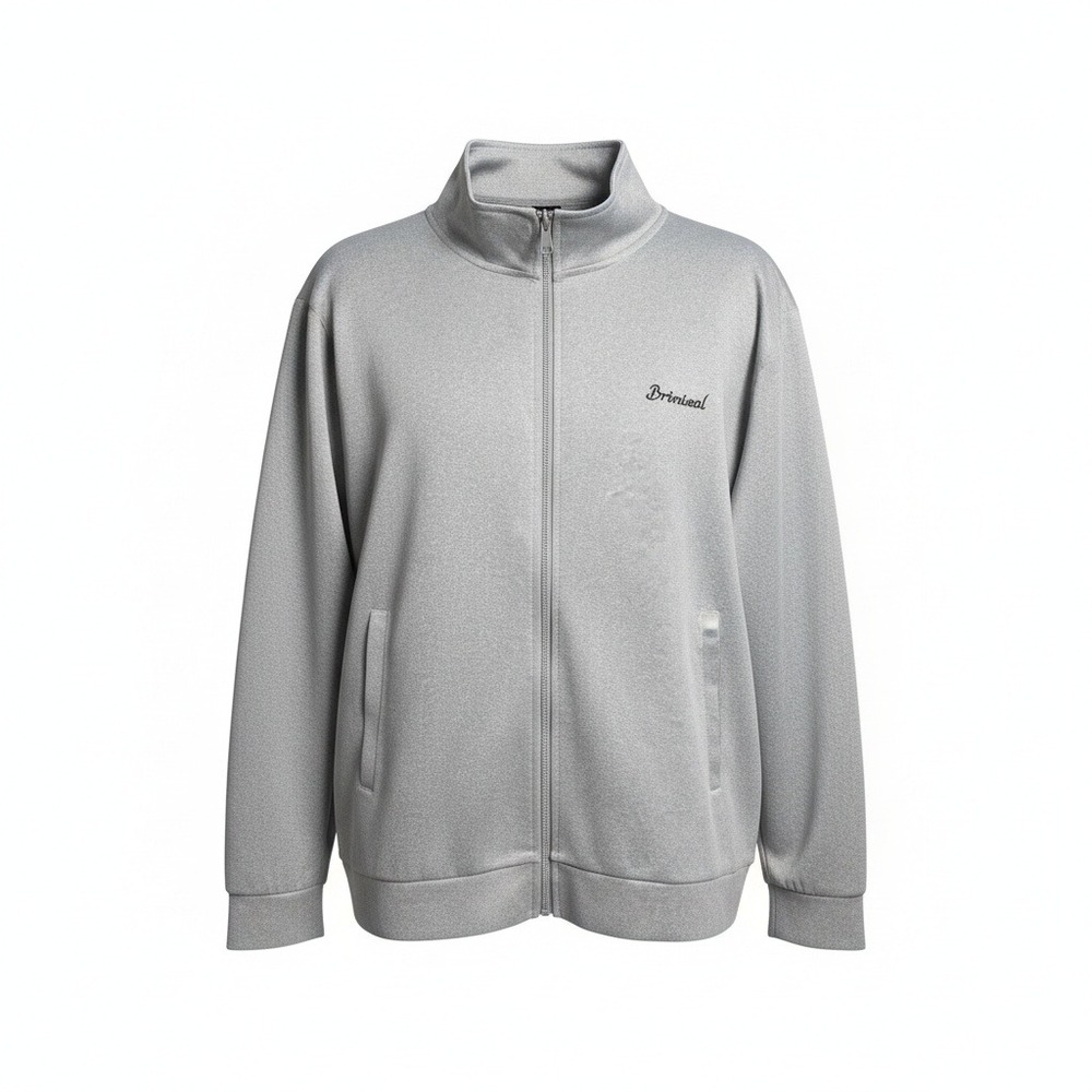 Brimisal Men's Track Jacket Gray Full Zip Polyester Spandex Size M